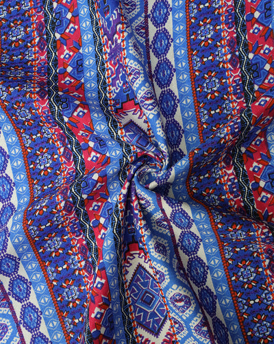 MULTICOLOR ABSTRACT DESIGN COTTON LINEN PRINTED FABRIC