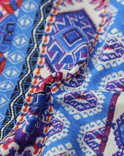 MULTICOLOR ABSTRACT DESIGN COTTON LINEN PRINTED FABRIC