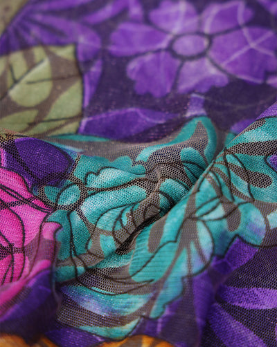 MULTICOLOR PRINTED BRASSO NET FABRIC