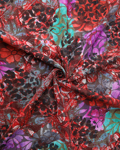 MULTICOLOR PRINTED BRASSO NET FABRIC