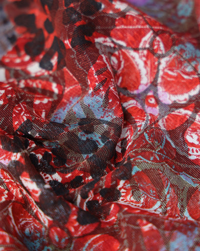 MULTICOLOR PRINTED BRASSO NET FABRIC
