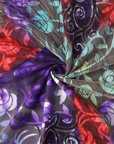 MULTICOLOR PRINTED BRASSO NET FABRIC