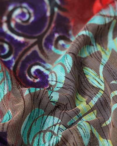 MULTICOLOR PRINTED BRASSO NET FABRIC