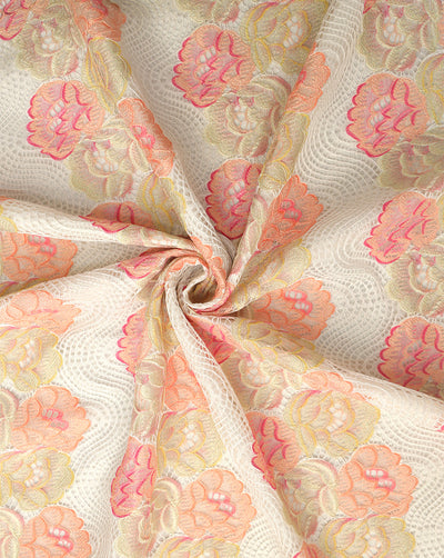 MULTICOLOR FLORAL DESIGN POLYESTER JACQUARD LACE FABRIC
