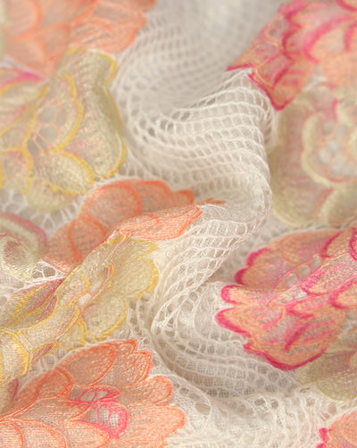 MULTICOLOR FLORAL DESIGN POLYESTER JACQUARD LACE FABRIC