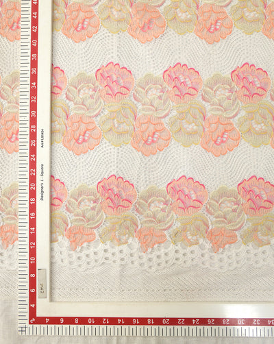 MULTICOLOR FLORAL DESIGN POLYESTER JACQUARD LACE FABRIC