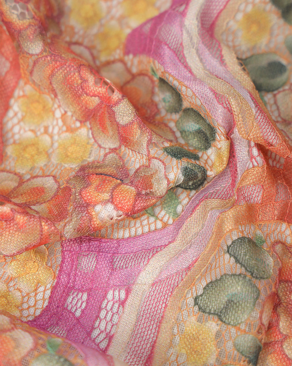 MULTICOLOR FLORAL DESIGN POLYESTER JACQUARD LACE FABRIC