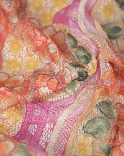 MULTICOLOR FLORAL DESIGN POLYESTER JACQUARD LACE FABRIC