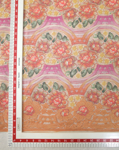 MULTICOLOR FLORAL DESIGN POLYESTER JACQUARD LACE FABRIC