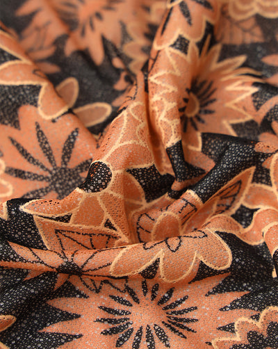 MULTICOLOR FLORAL DESIGN POLYESTER RUBBER PRINT LACE FABRIC