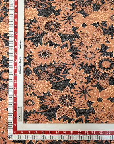 MULTICOLOR FLORAL DESIGN POLYESTER RUBBER PRINT LACE FABRIC