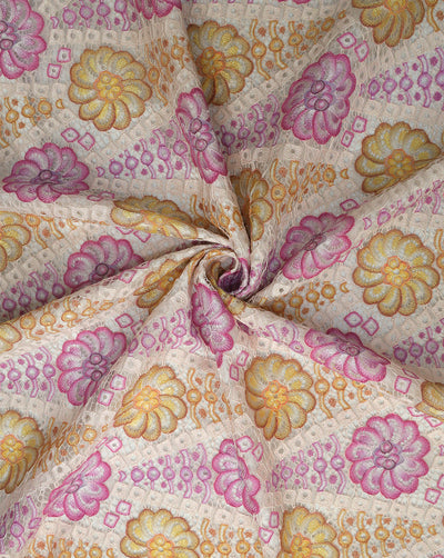 MULTICOLOR FLORAL DESIGN POLYESTER JACQUARD LACE FABRIC