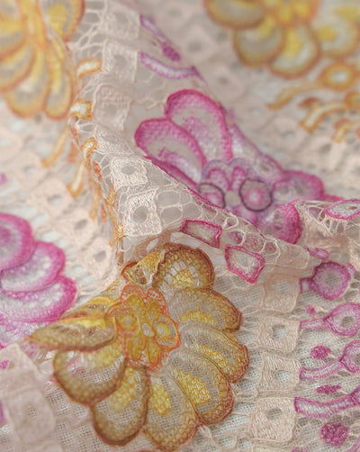 MULTICOLOR FLORAL DESIGN POLYESTER JACQUARD LACE FABRIC