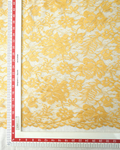 YELLOW POLYESTER JACQUARD LACE FABRIC