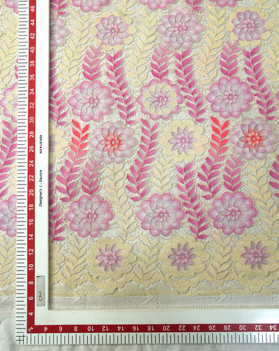 MULTICOLOR FLORAL DESIGN POLYESTER JACQUARD LACE FABRIC