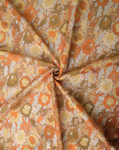 MULTICOLOR FLORAL DESIGN POLYESTER JACQUARD LACE FABRIC