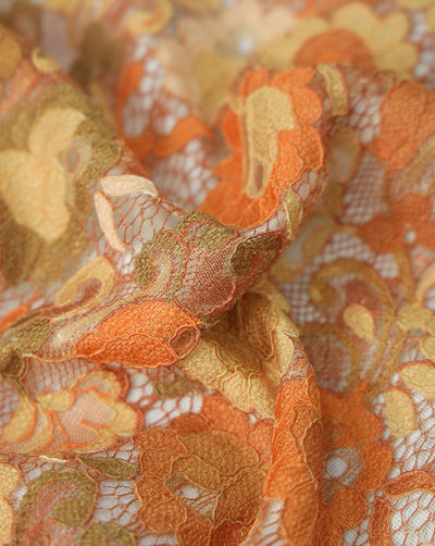 MULTICOLOR FLORAL DESIGN POLYESTER JACQUARD LACE FABRIC