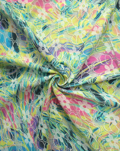 POLYESTER RUBBER PRINT LACE FABRIC
