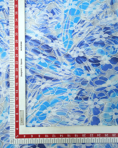 POLYESTER FLORAL DESIGN RUBBER PRINT LACE FABRIC