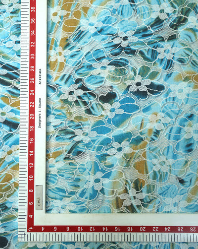 POLYESTER FLORAL DESIGN RUBBER PRINT LACE FABRIC