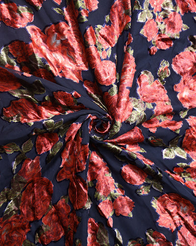 FLORAL PATTERN POLYESTER BRASSO VELVET FABRIC