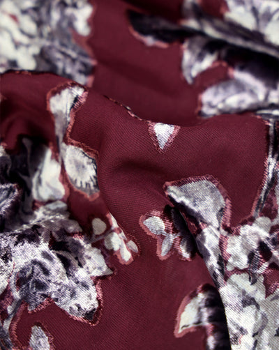FLORAL PATTERN POLYESTER BRASSO VELVET FABRIC