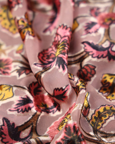 FLORAL PATTERN POLYESTER BRASSO VELVET FABRIC