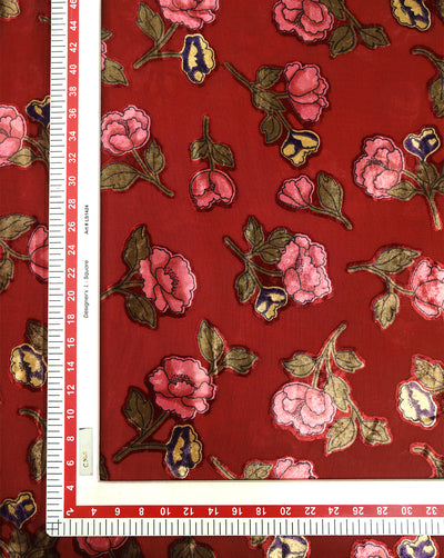FLORAL PATTERN POLYESTER BRASSO VELVET FABRIC