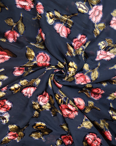 FLORAL PATTERN POLYESTER BRASSO VELVET FABRIC