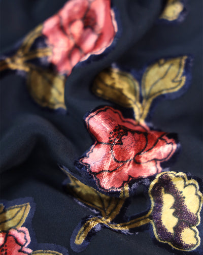 FLORAL PATTERN POLYESTER BRASSO VELVET FABRIC