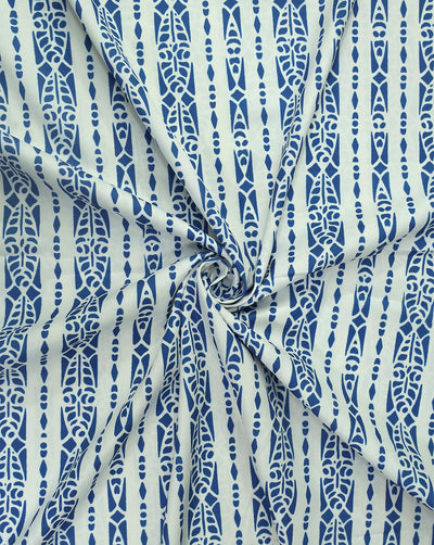 WHITE & BLUE DIGITAL PRINTED FABRIC