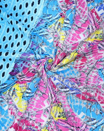 Cotton Schiffli Printed Fabric