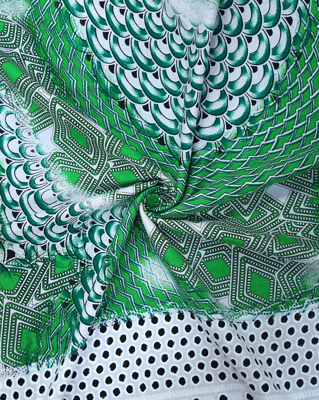 Cotton Schiffli Printed Fabric