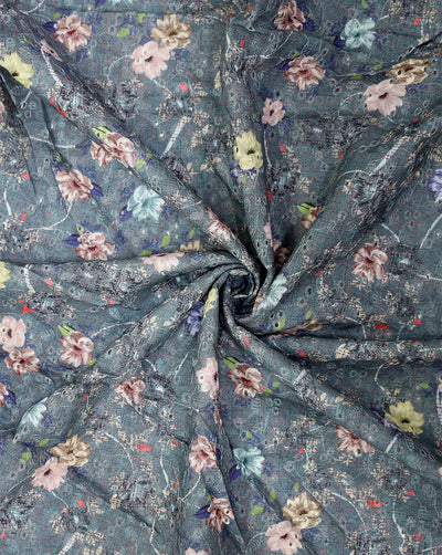 Cotton Schiffli Printed Fabric