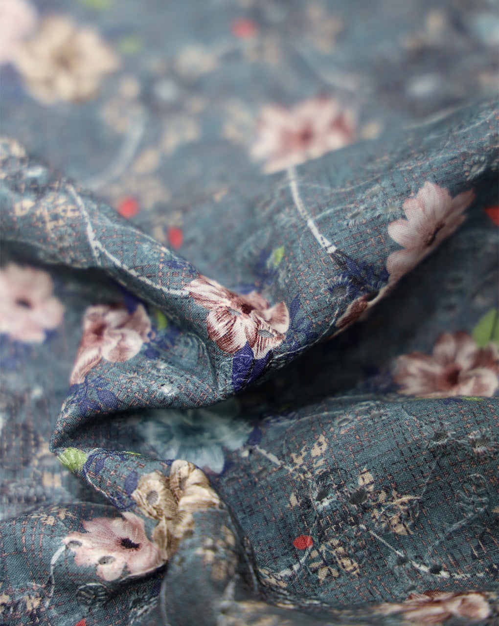 Cotton Schiffli Printed Fabric