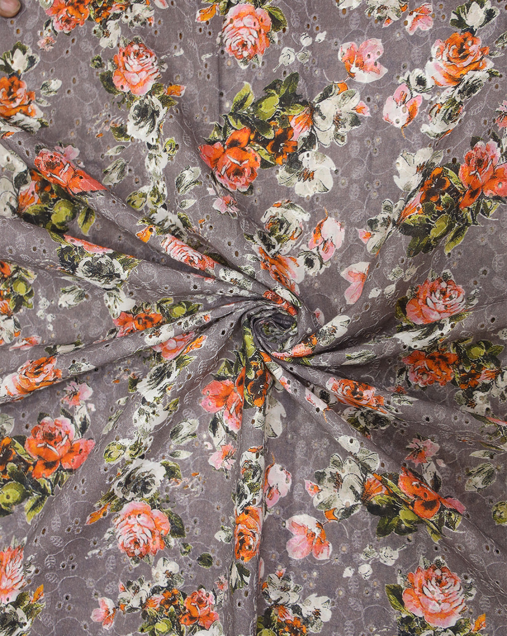 Cotton Schiffli Printed Fabric
