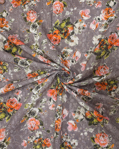 Cotton Schiffli Printed Fabric