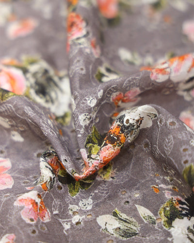 Cotton Schiffli Printed Fabric