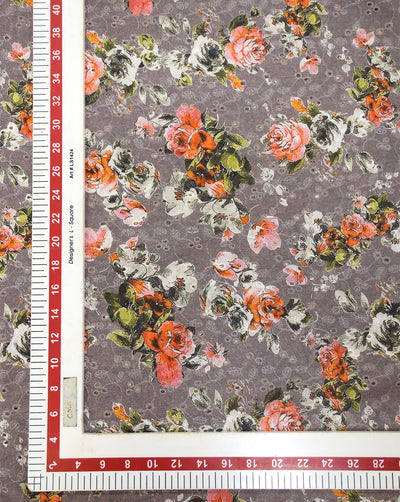 Cotton Schiffli Printed Fabric