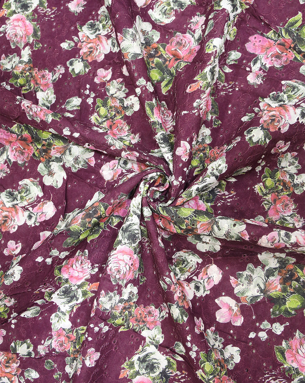 Cotton Schiffli Printed Fabric