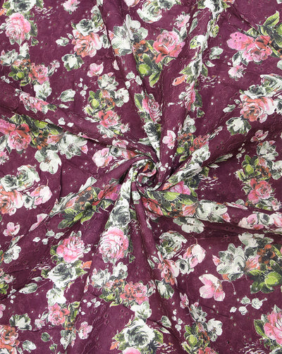 Cotton Schiffli Printed Fabric
