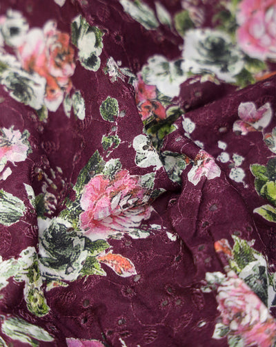 Cotton Schiffli Printed Fabric