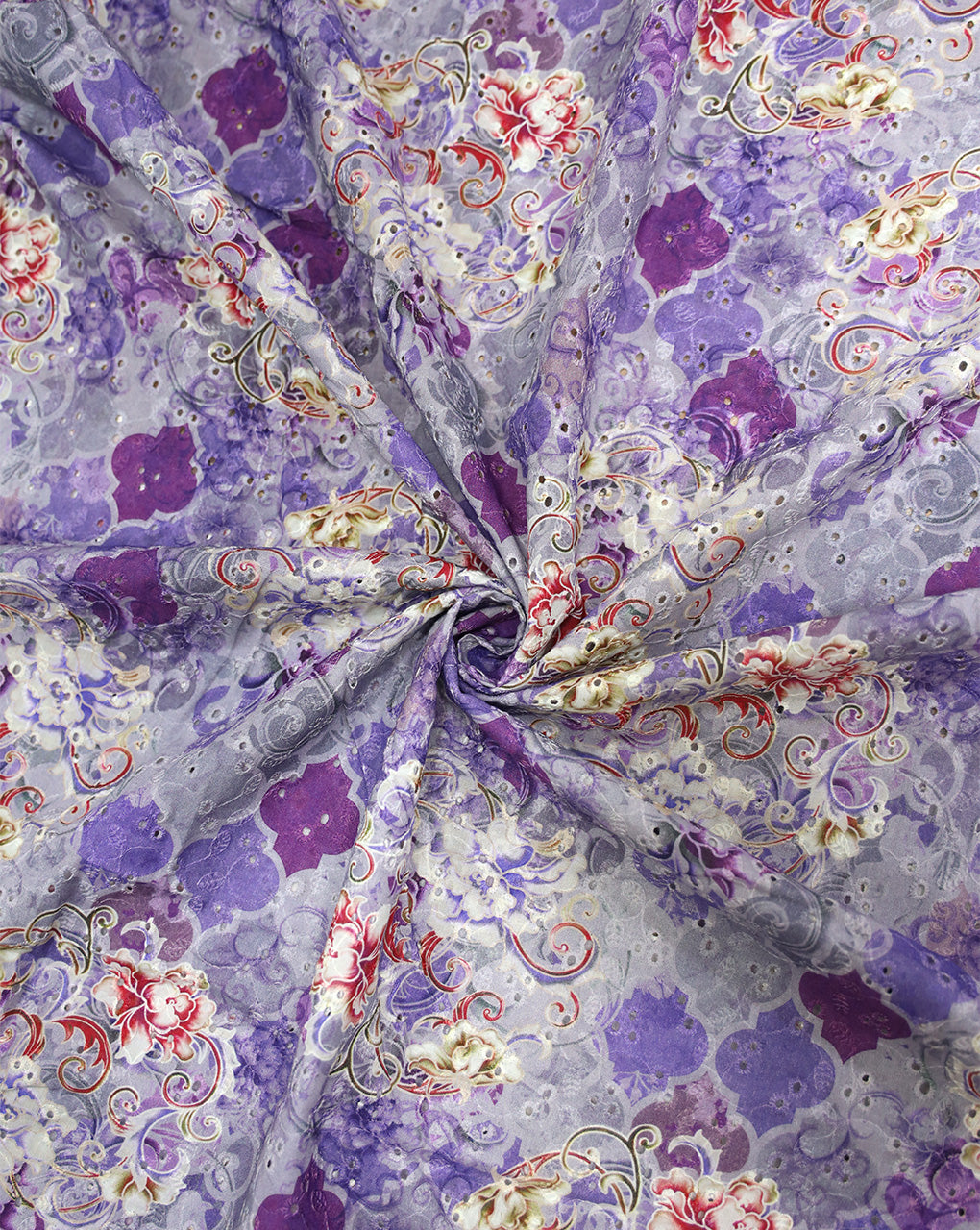 Cotton Schiffli Printed Fabric