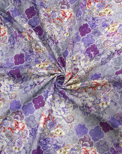 Cotton Schiffli Printed Fabric