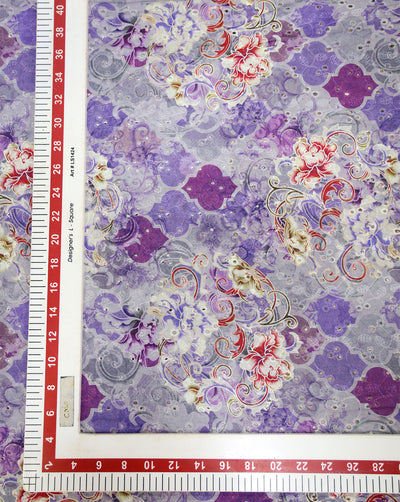 Cotton Schiffli Printed Fabric
