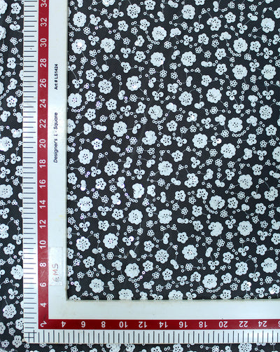 WHITE SEQUINS NET FABRIC