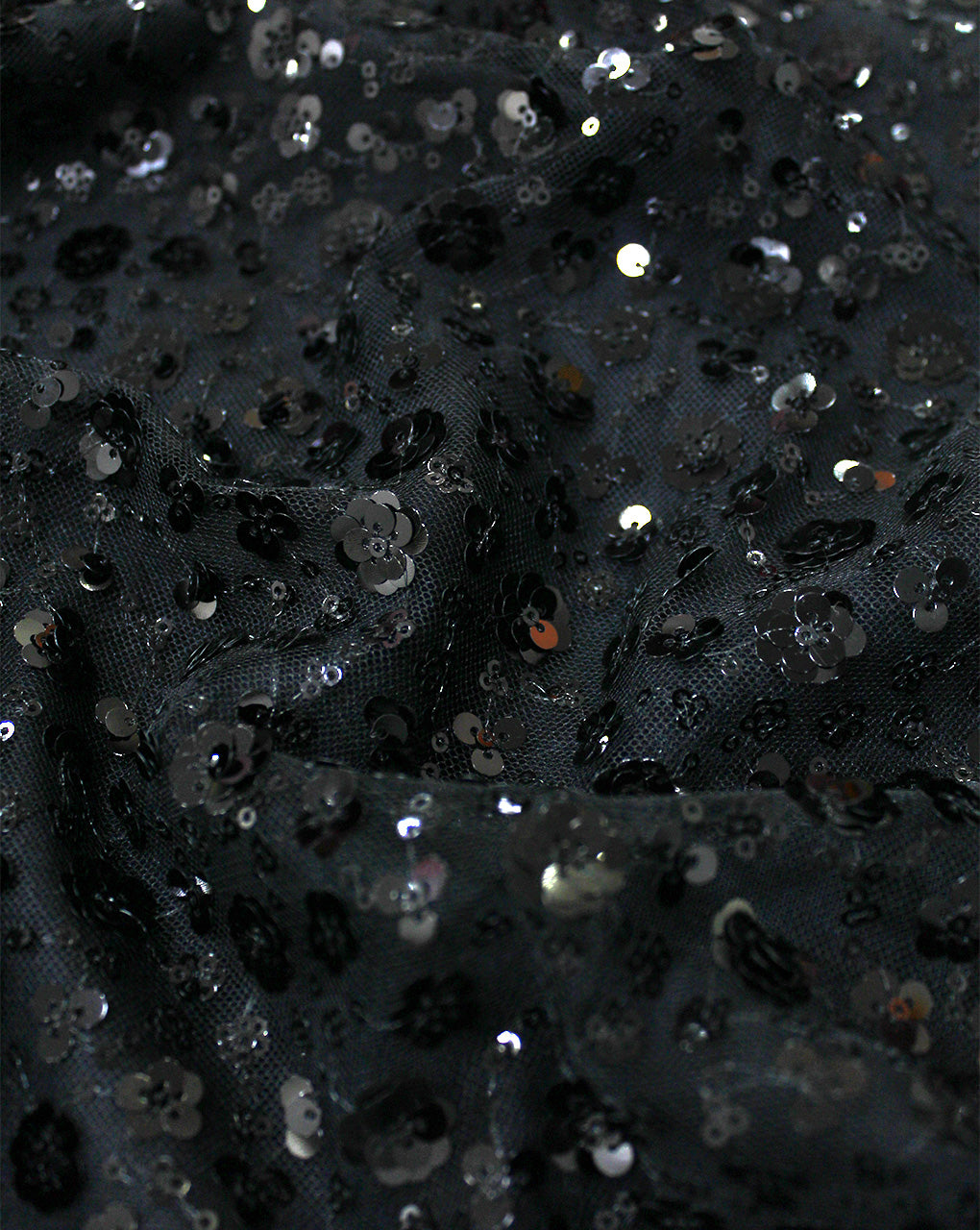 BLACK SEQUINS NET FABRIC
