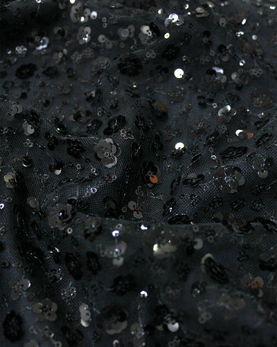 BLACK SEQUINS NET FABRIC