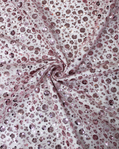 PINK SEQUINS NET FABRIC