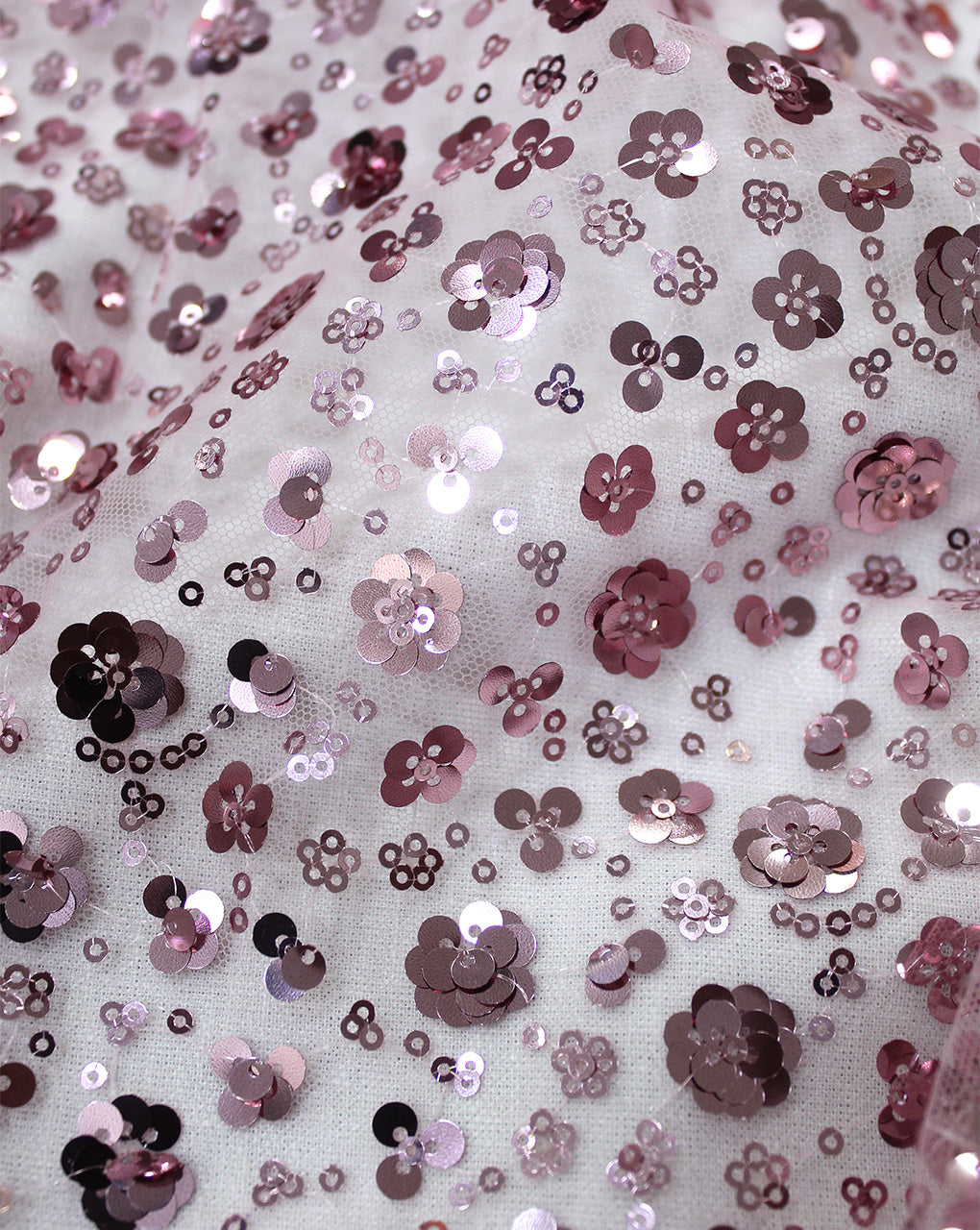 PINK SEQUINS NET FABRIC